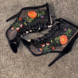Rose Embroidered Heels